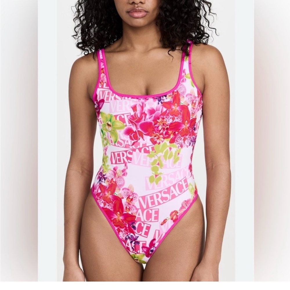 Versace Pink Floral One-Piece Swimsuit